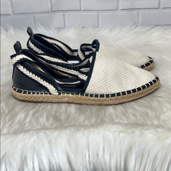 Zara Trafaluc Woven White Ankle Tie Espadrille Sz6 - Picture 4 of 6